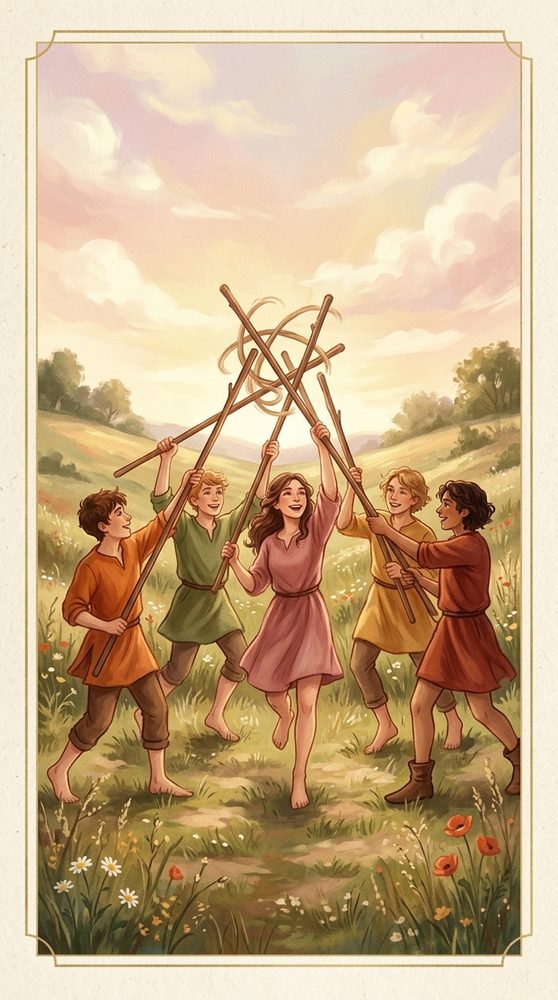 Five of Wands tarot card from the Claritas deck