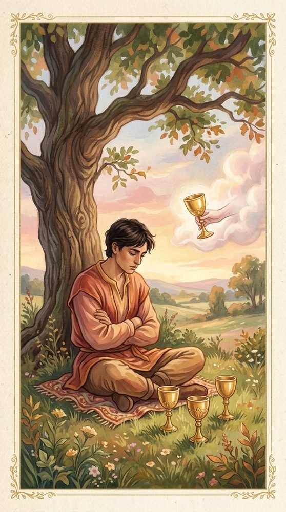 Four of Cups tarot card from the Claritas deck