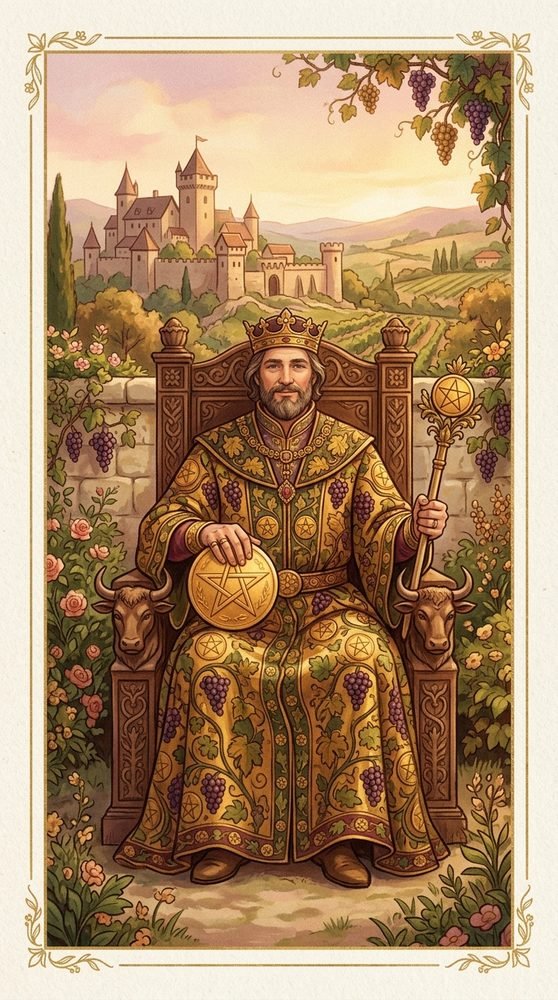 King of Pentacles tarot card from the Claritas deck
