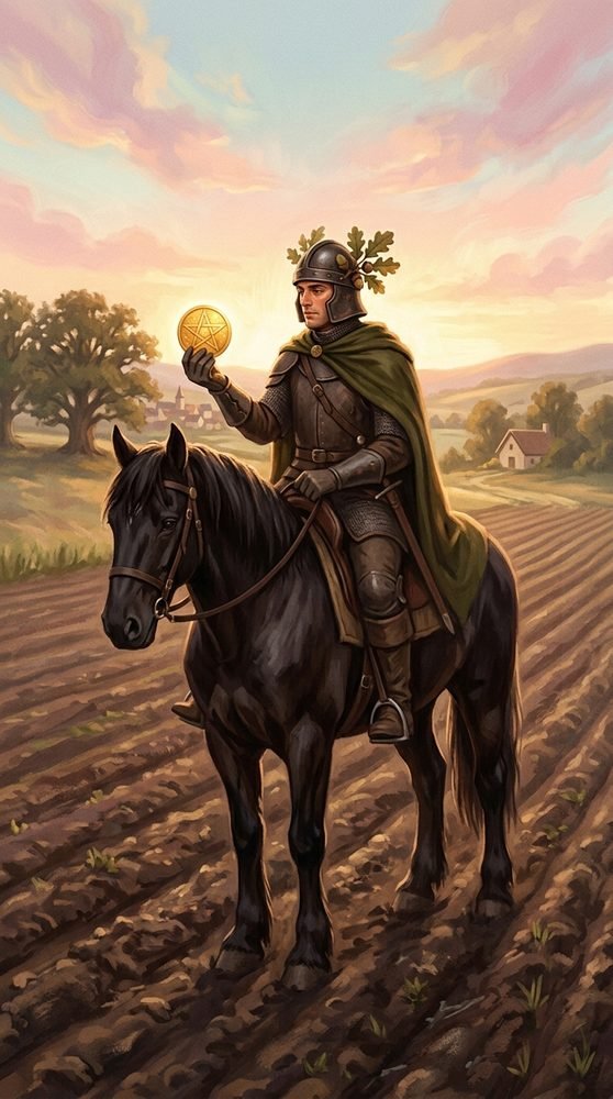 Knight of Pentacles tarot card from the Claritas deck