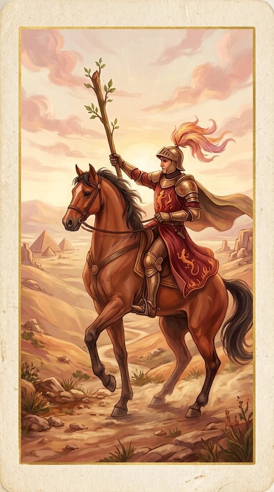 Knight of Wands tarot card from the Claritas deck