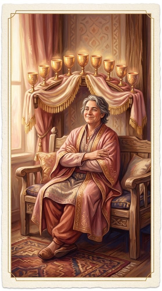Nine of Cups tarot card from the Claritas deck