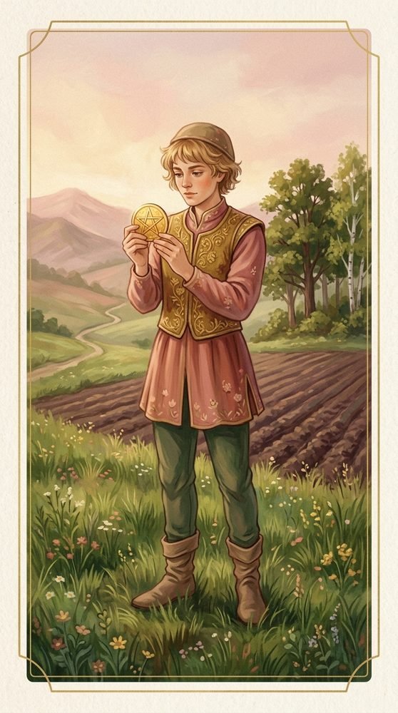 Page of Pentacles tarot card from the Claritas deck