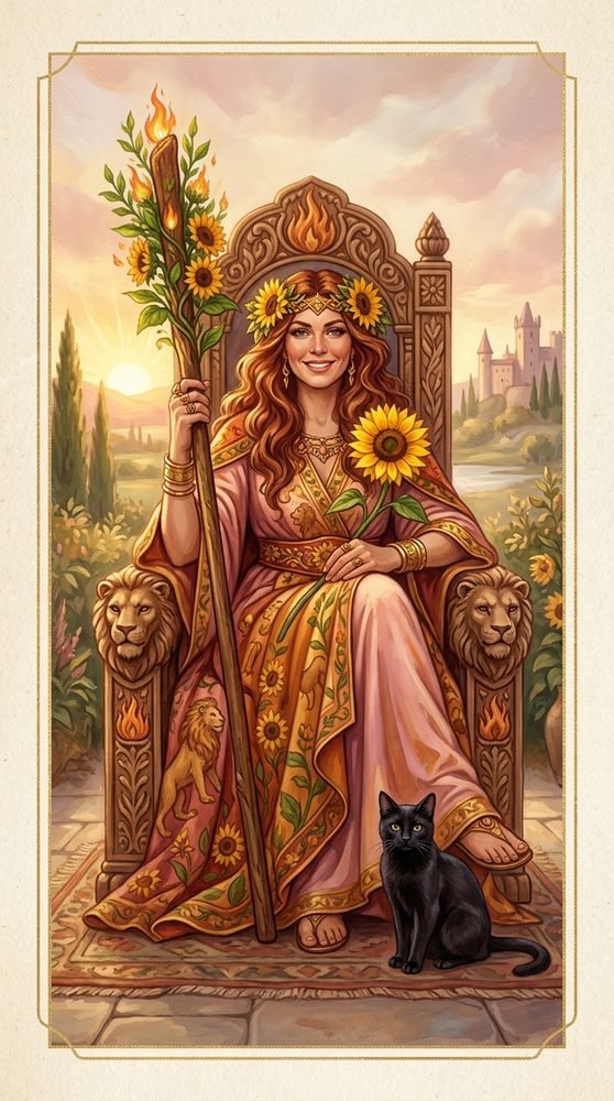 Queen of Wands tarot card from the Claritas deck