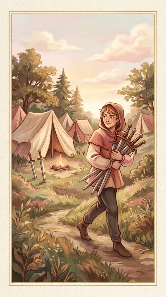 Seven of Swords tarot card from the Claritas deck