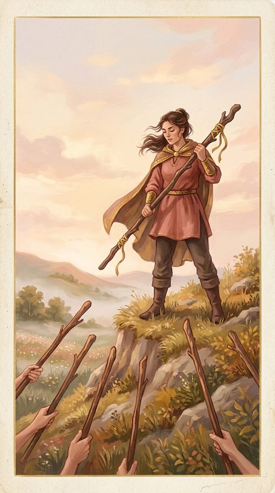 Seven of Wands tarot card from the Claritas deck