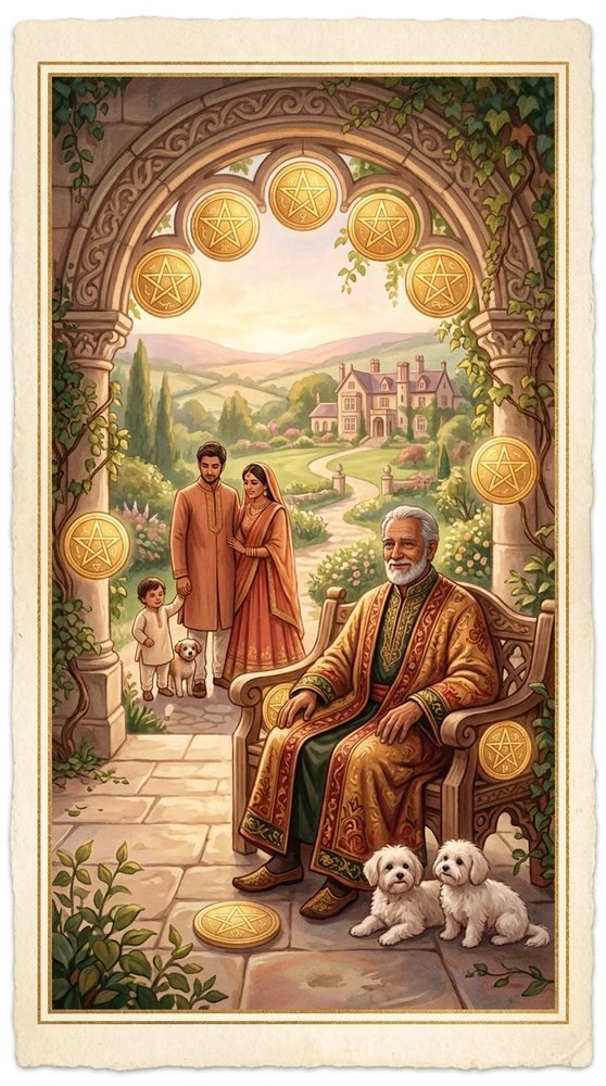 Ten of Pentacles tarot card from the Claritas deck