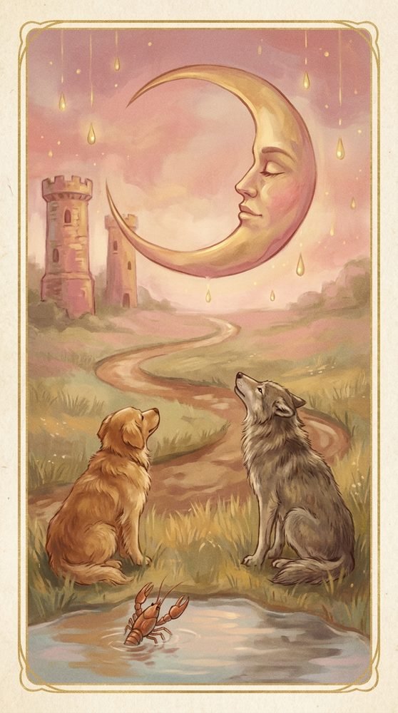 The Moon tarot card from the Claritas deck