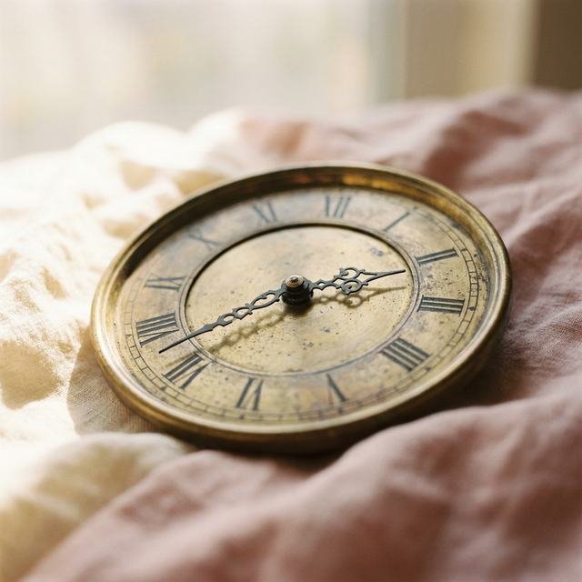 An old brass clock face in soft morning light